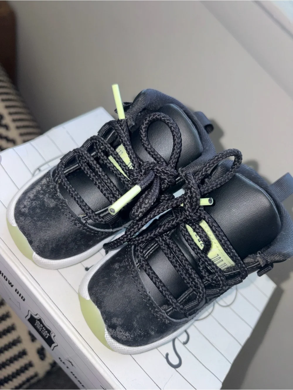 Jordan Toddler Black with Volt Accents Sneakers